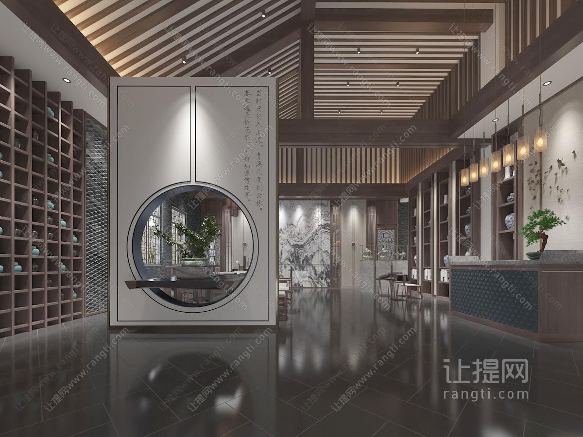 新中式大厅接待前台