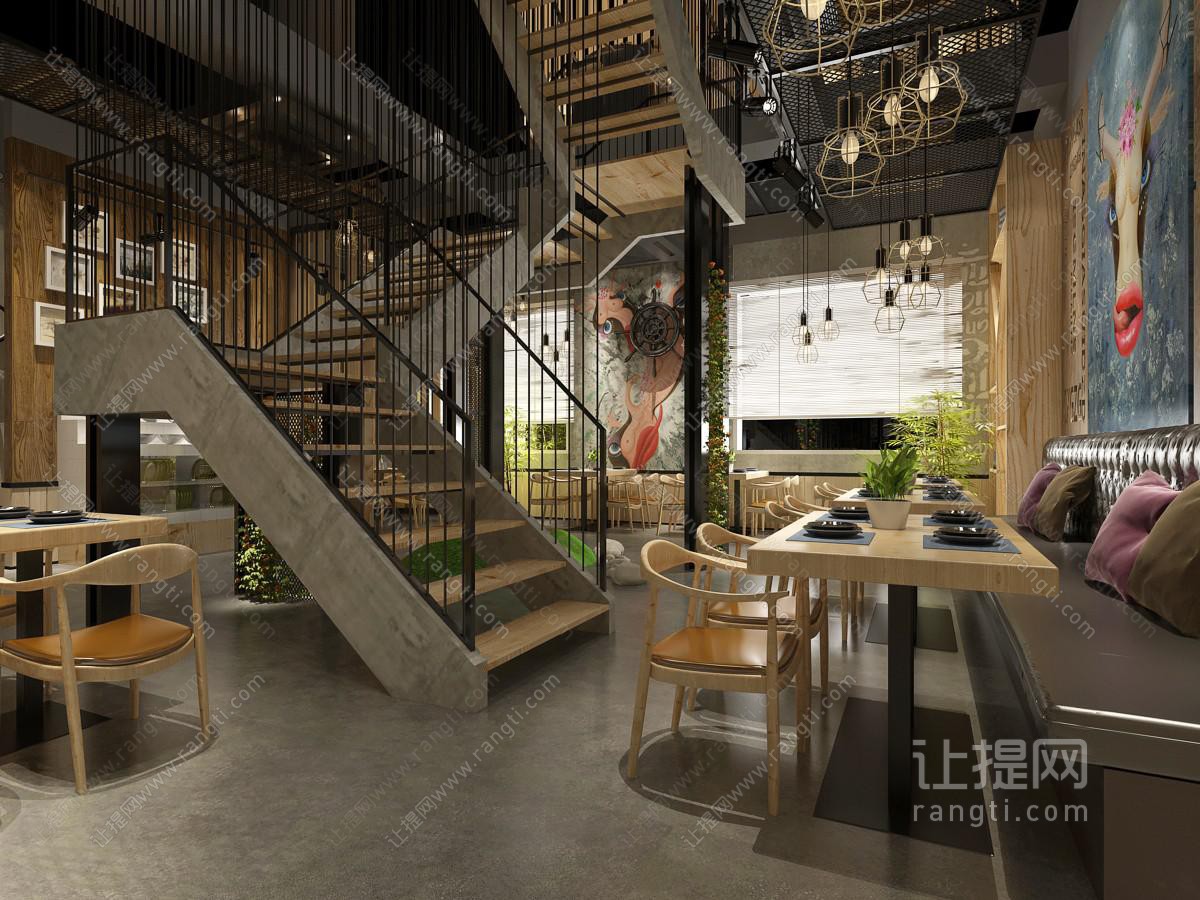 工业风餐馆饭店楼梯