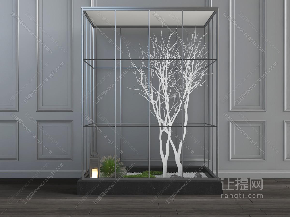 现代枯树地灯景观小品
