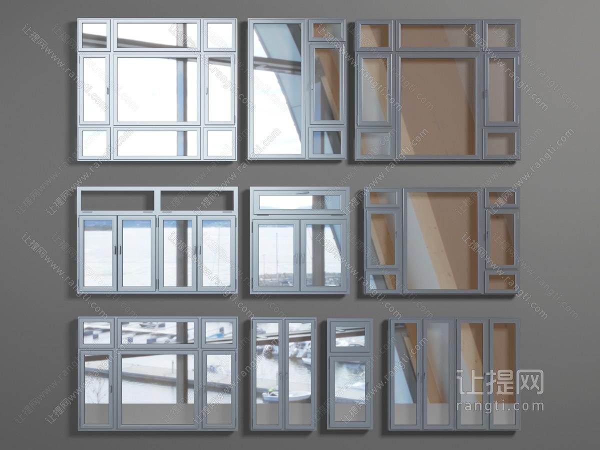 现代金属边框的平开窗