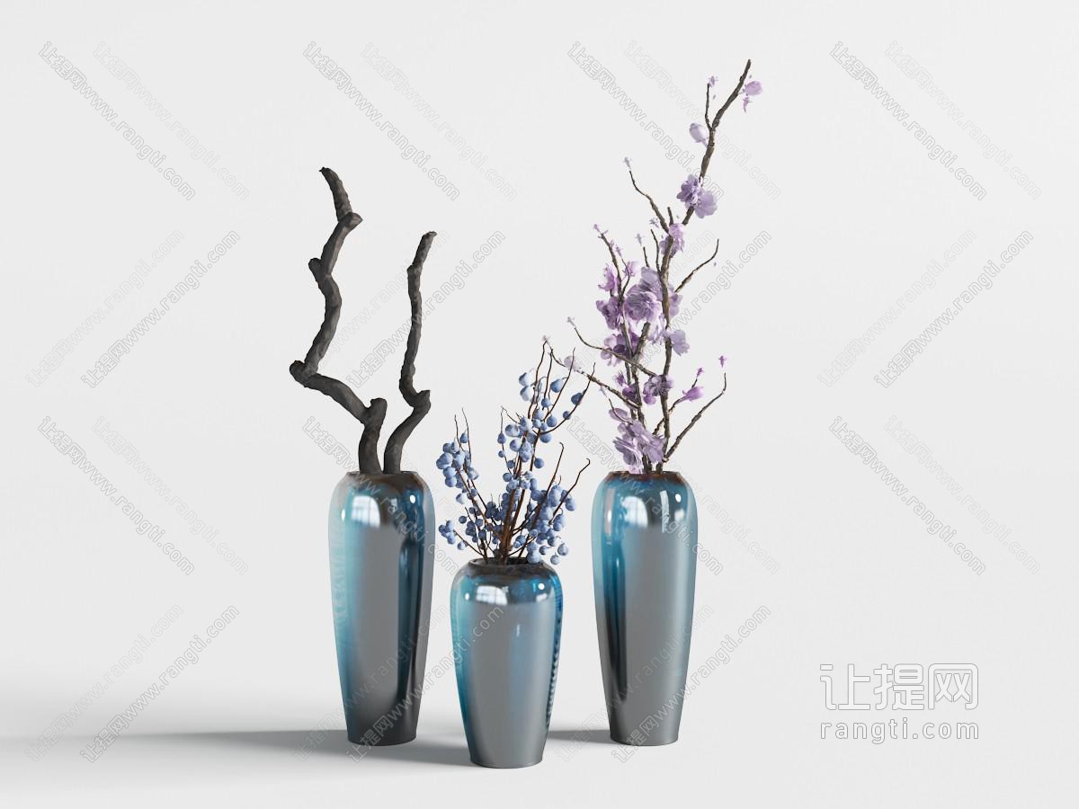 中式陶瓷花瓶干枝