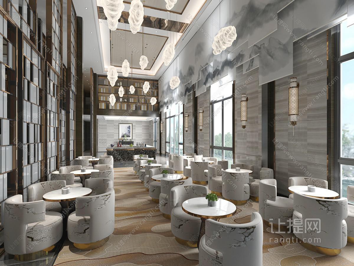 新中式餐馆饭店酒店就餐区