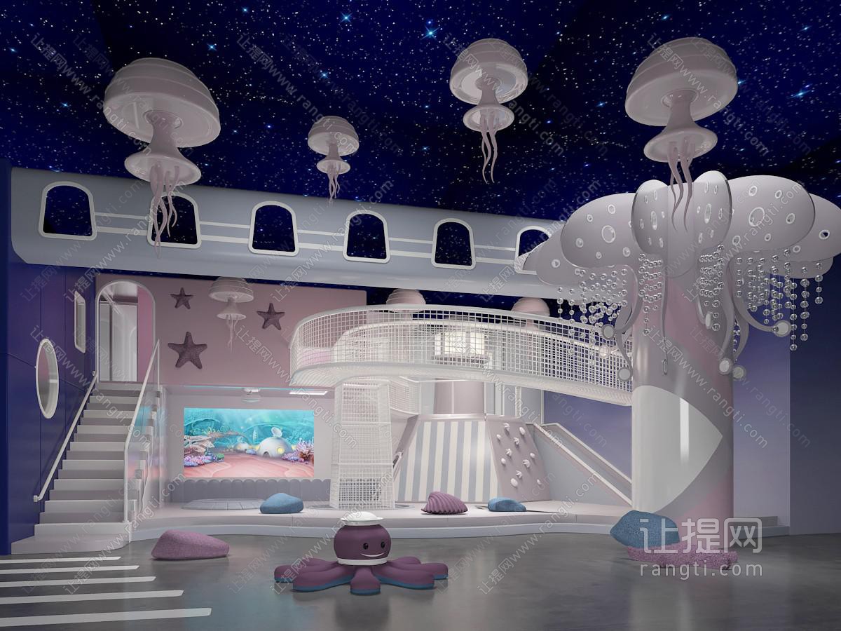 现代幼儿园大厅游乐场
