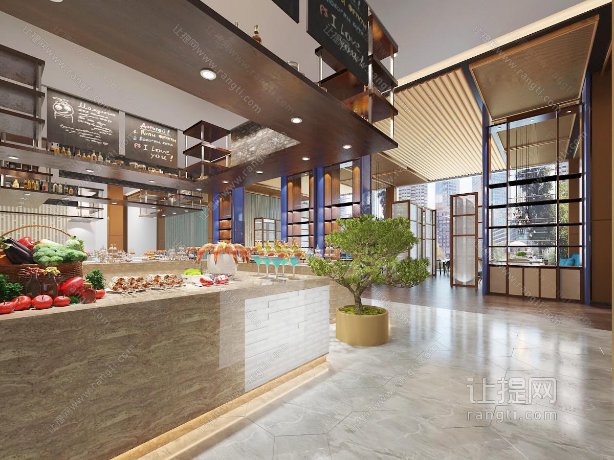 后现代自助餐馆饭店