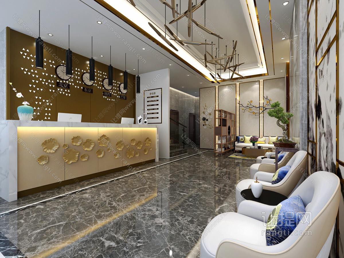 现代酒店接待区前台