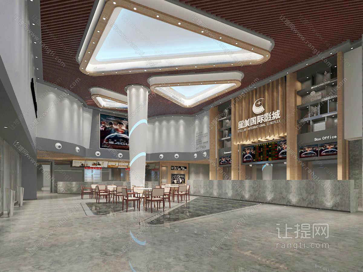 后现代电影院大厅大堂前台接待台