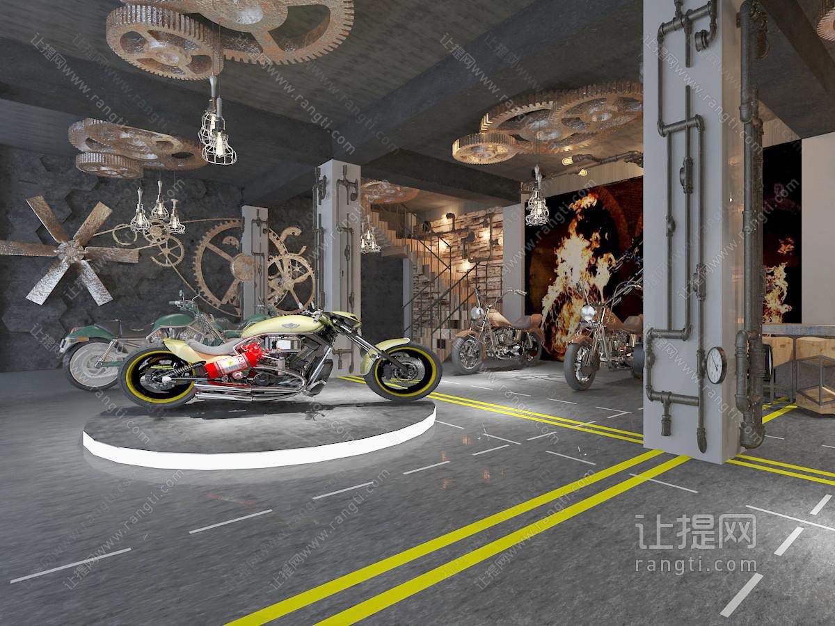 工业风摩托车展厅
