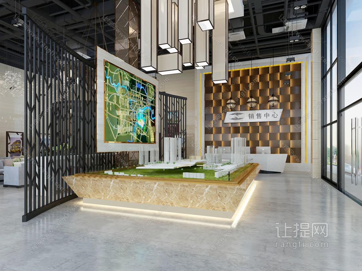 后现代售楼处大厅接待前台