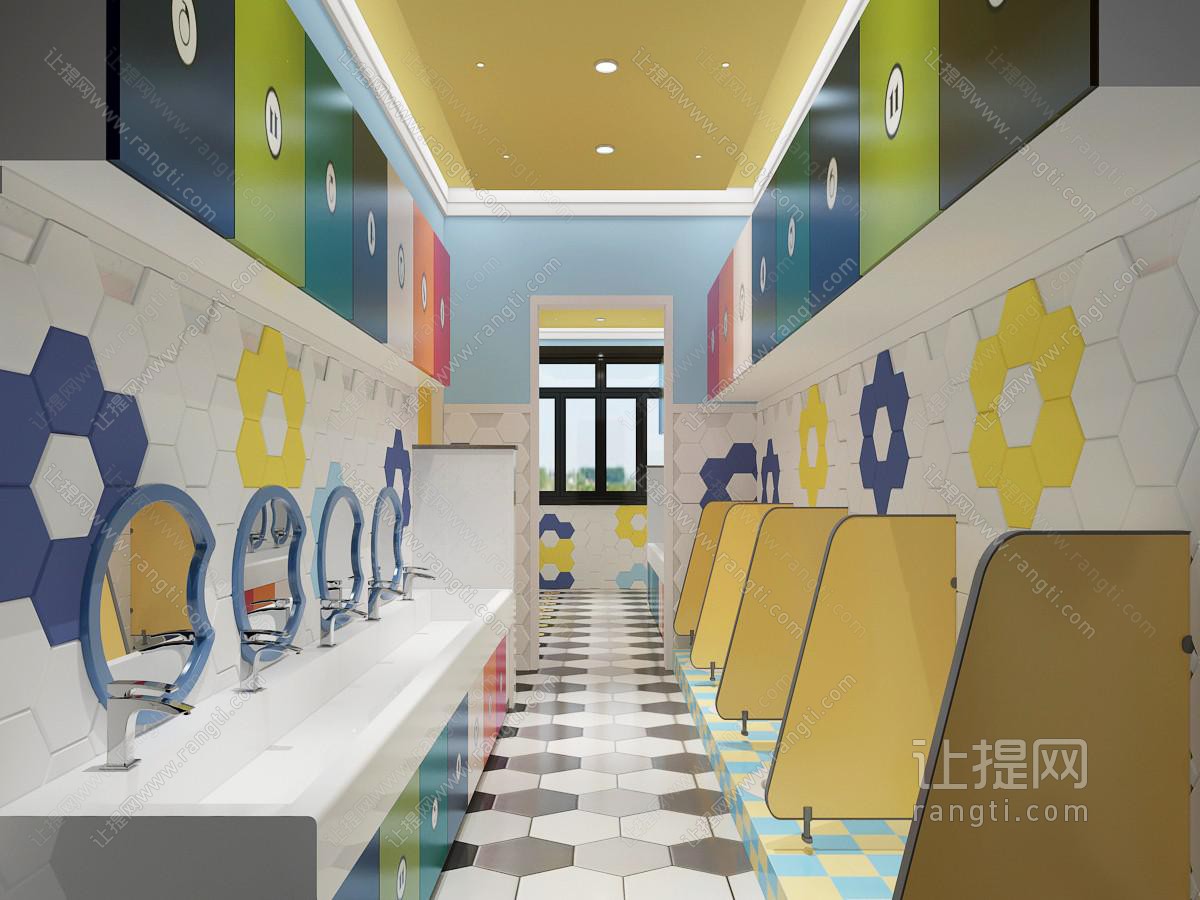 现代幼儿园公共卫生间