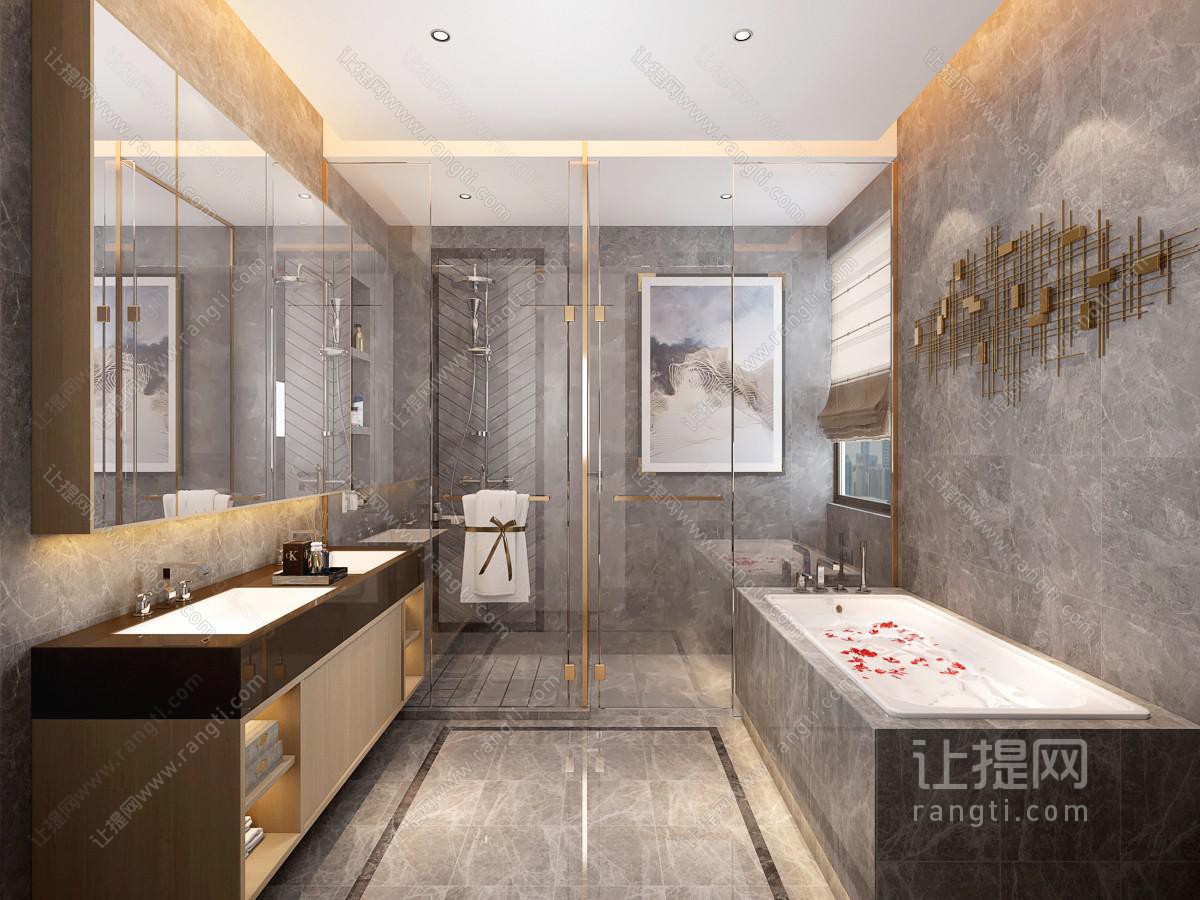 现代轻奢卫浴间卫生间