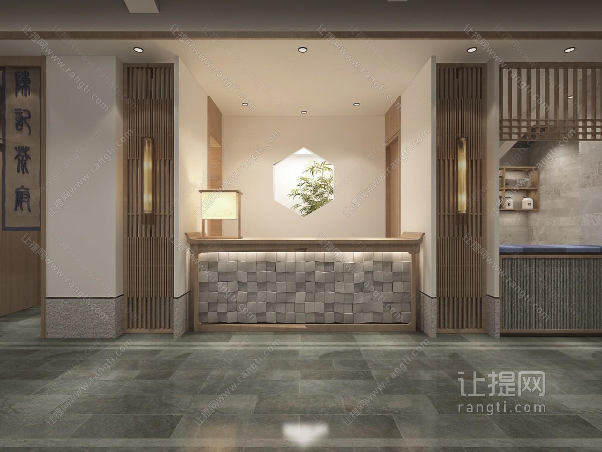 新中式前台接待台
