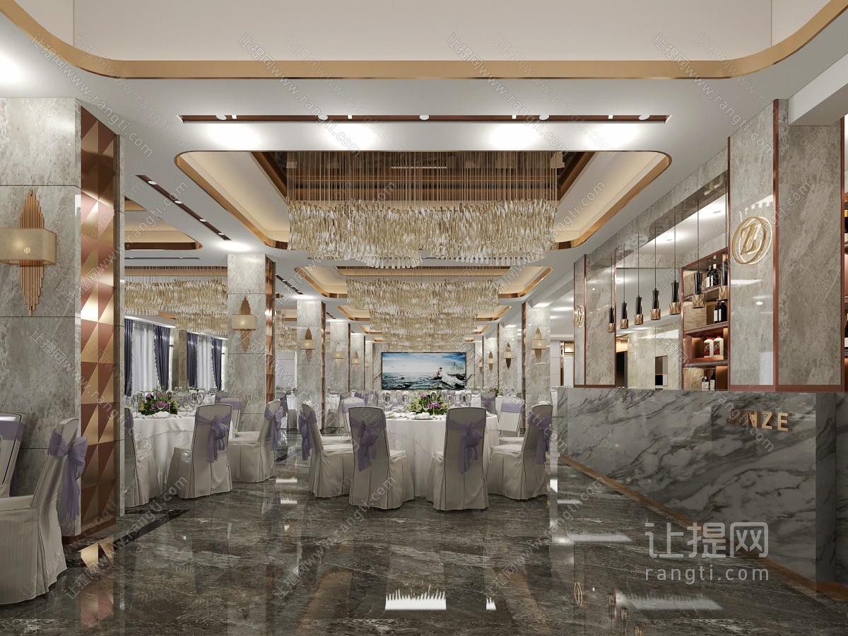 现代酒店宴会厅就餐区
