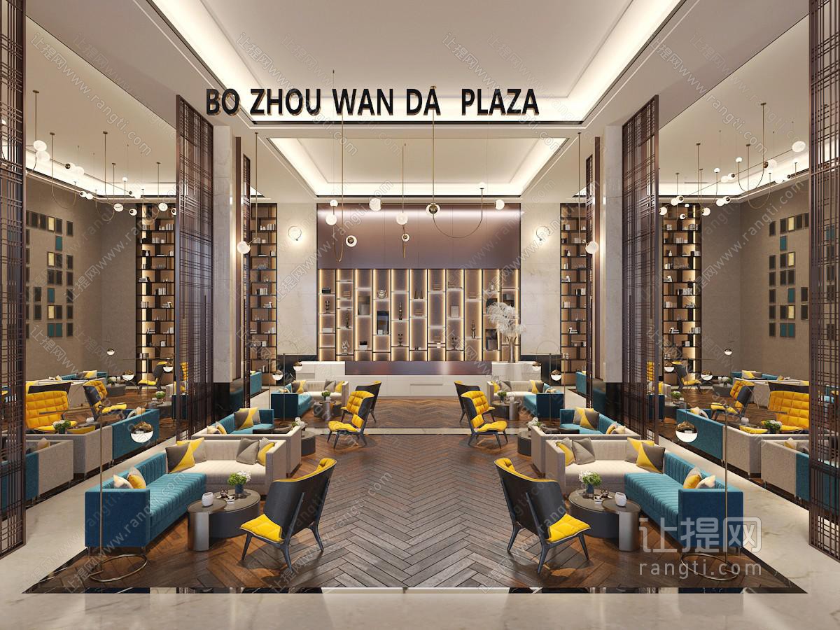 现代轻奢大堂前台接待区