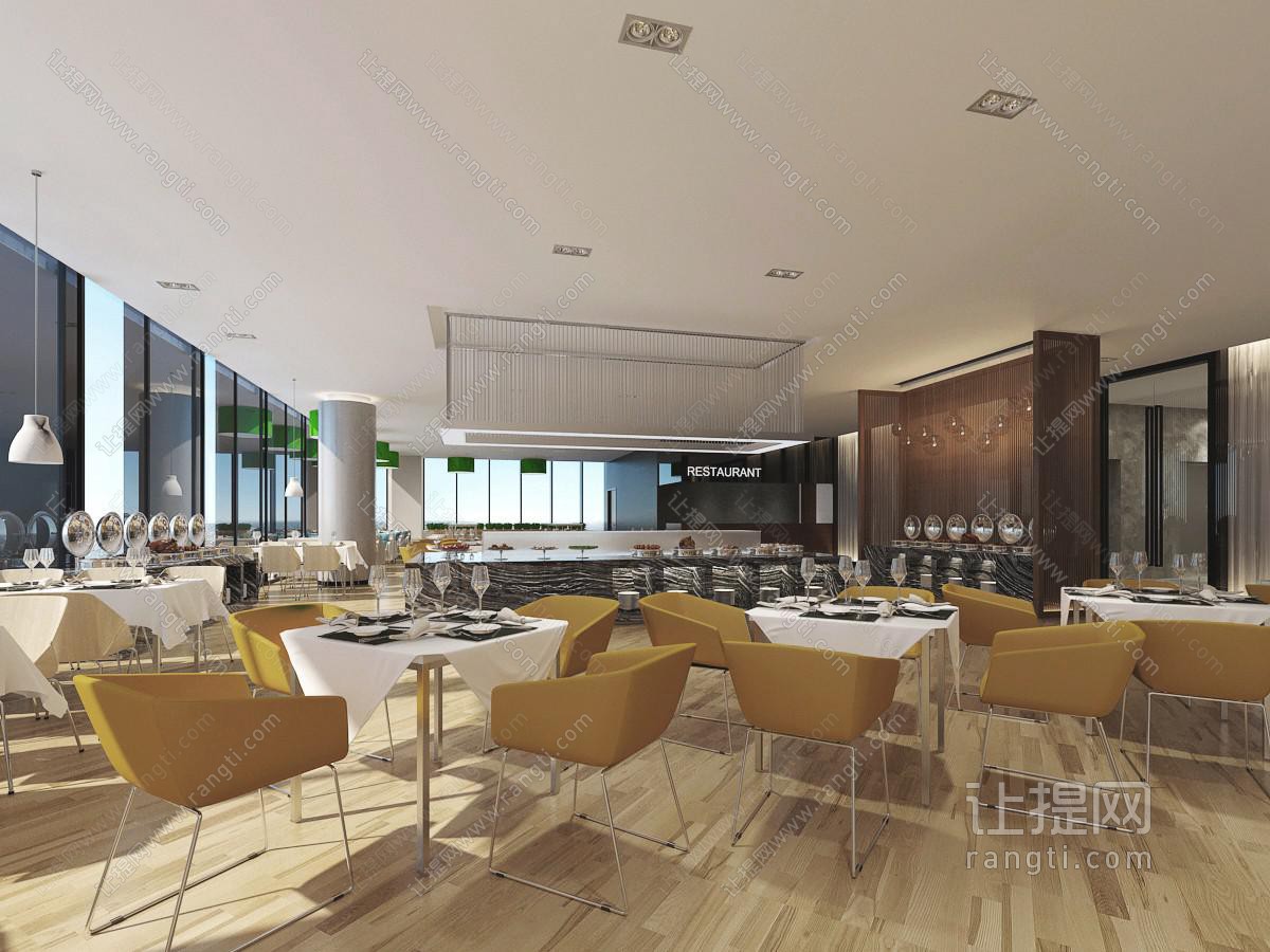 现代饭店餐馆自助餐就餐区