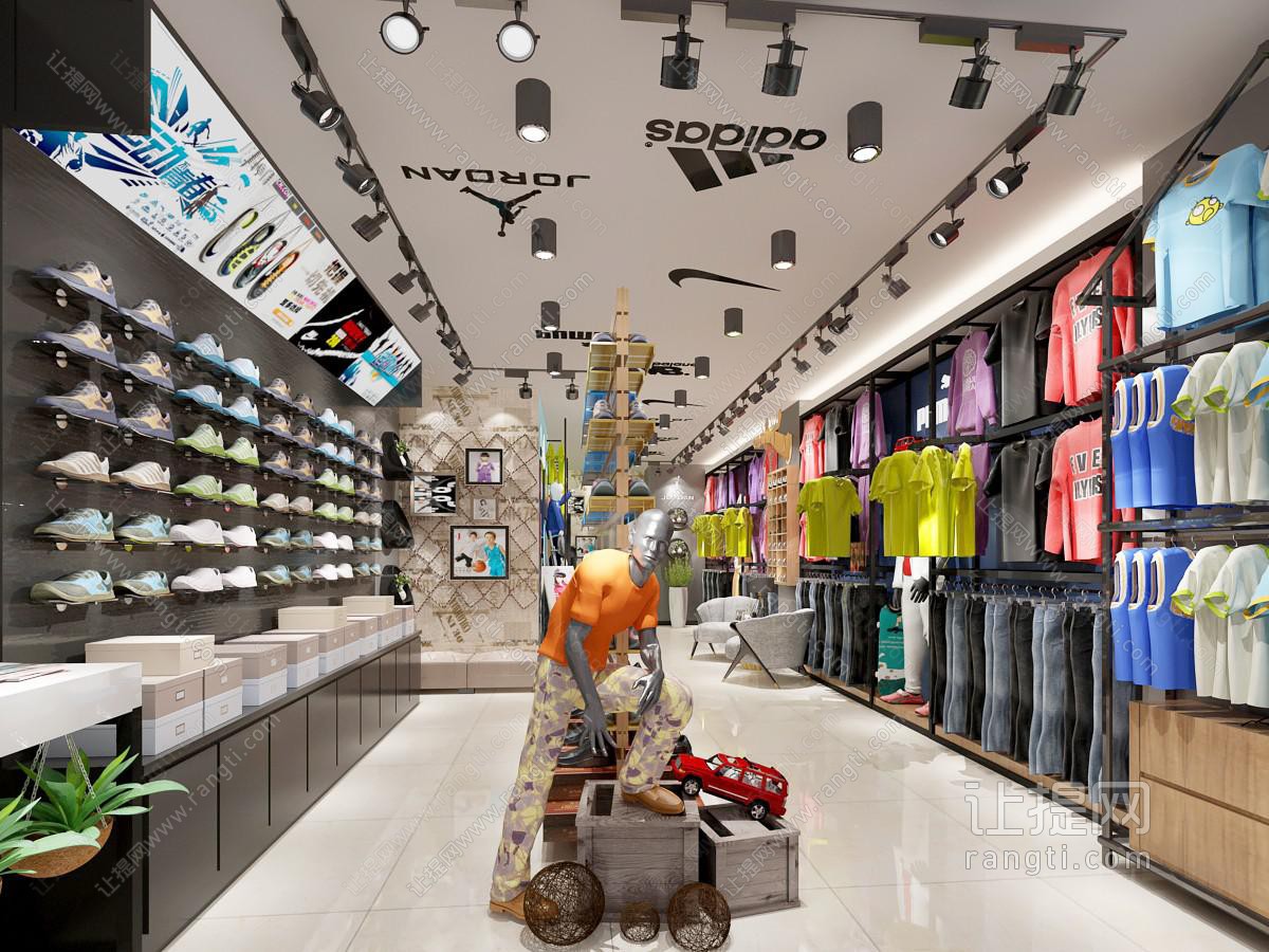 现代运动服装鞋子店