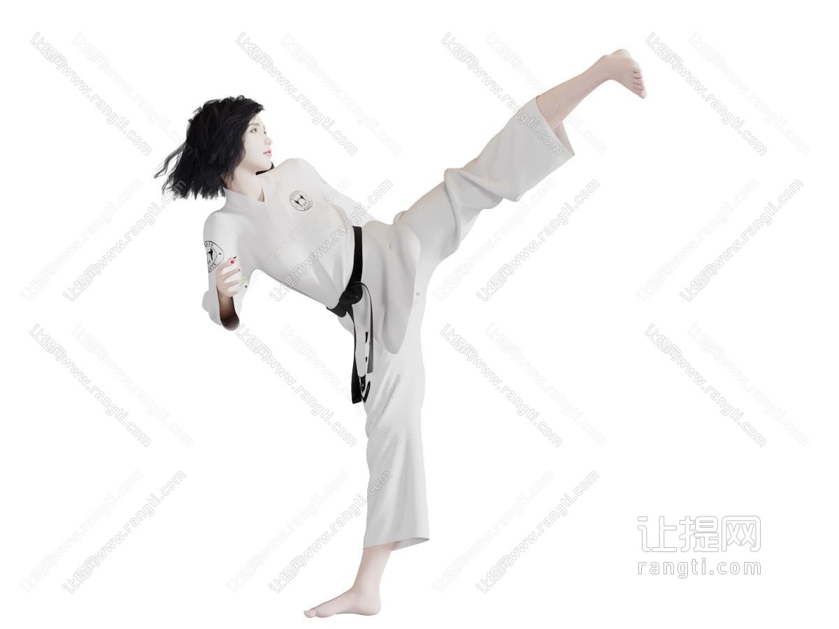 做跆拳道踢腿运动的女人
