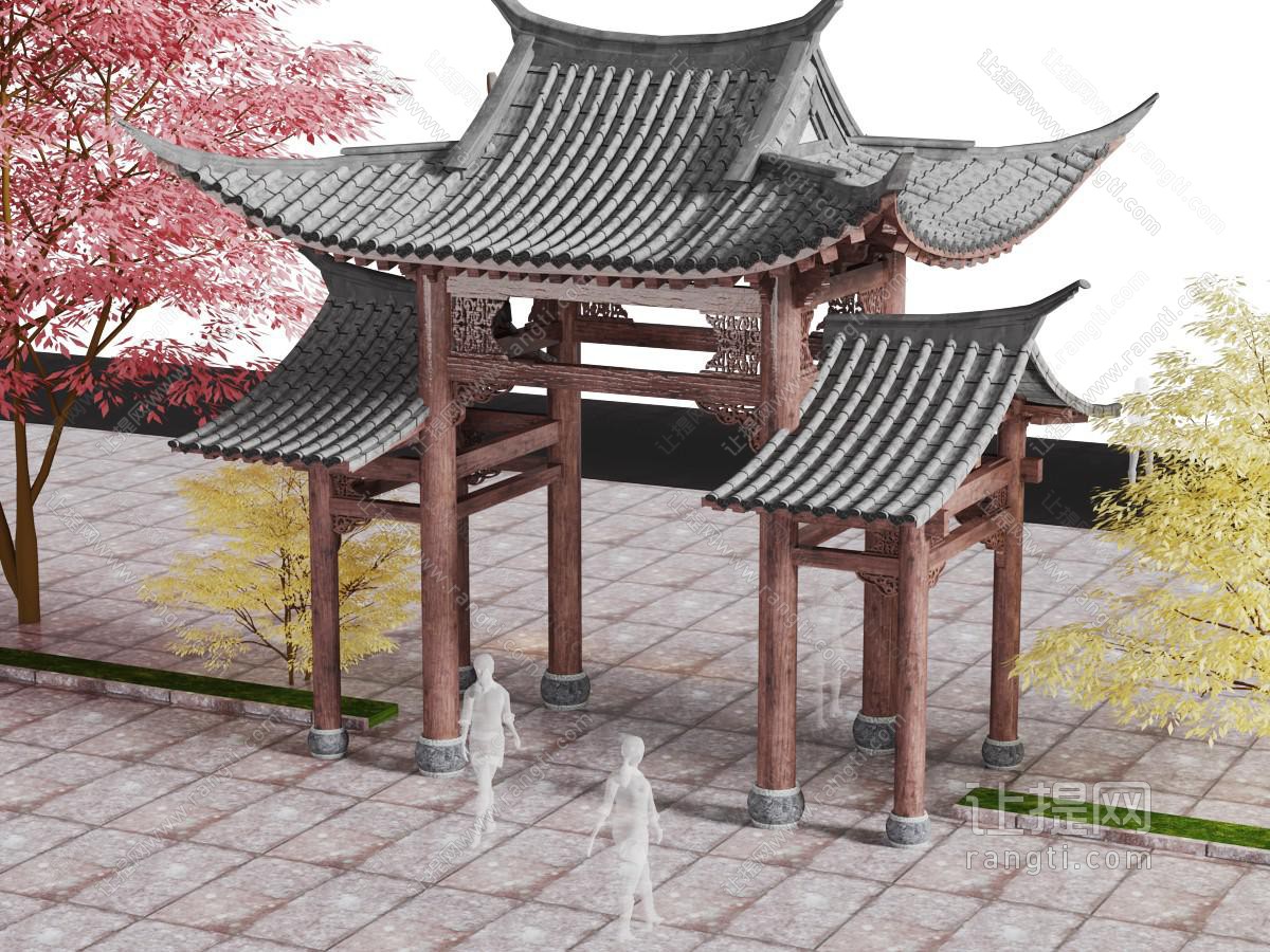 中式仿古建筑大门