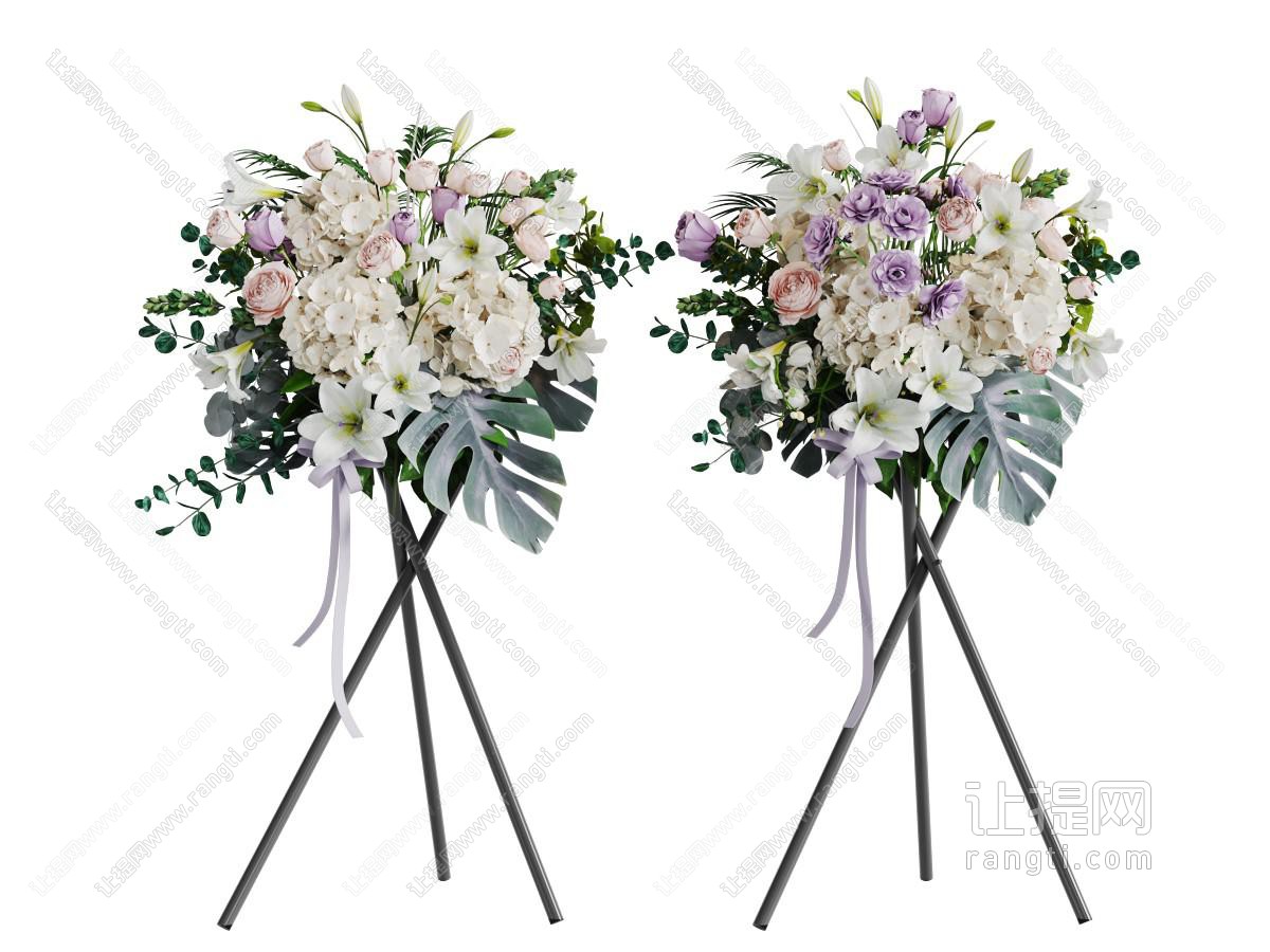 两束三脚支架盛开的花朵