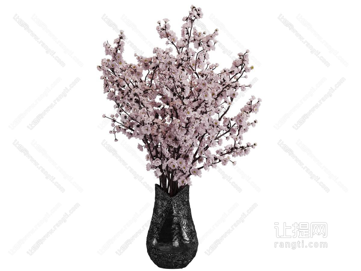 新中式金属雕花花瓶花卉