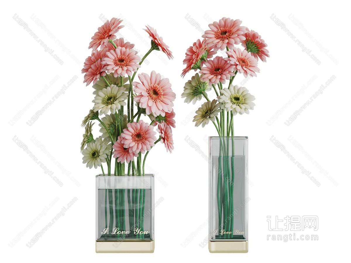 方形玻璃花瓶花卉