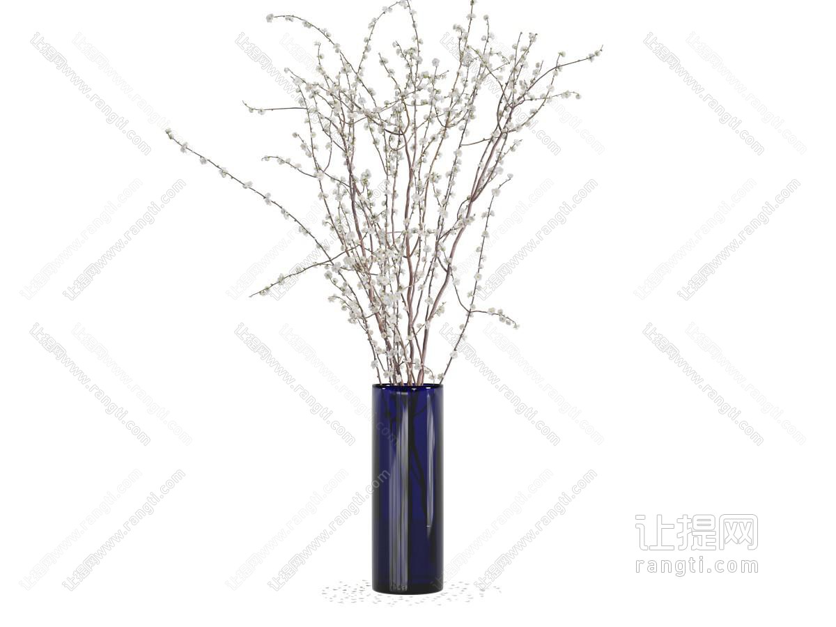 中式陶瓷柱形花瓶花卉
