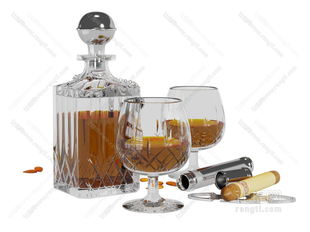欧式瓶装香槟高脚杯雪茄烟酒瓶酒杯