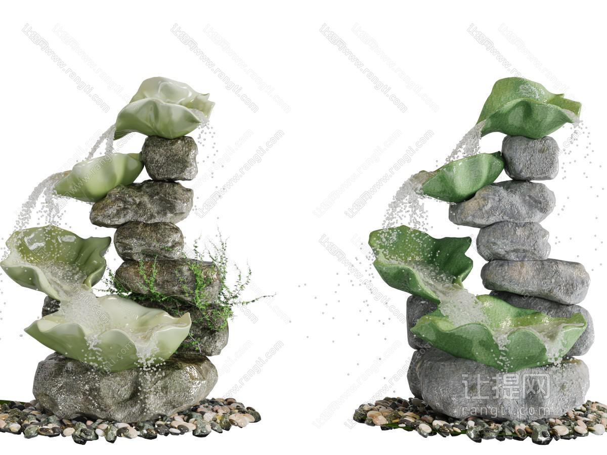 中式创意假山流水落地摆件园艺小品