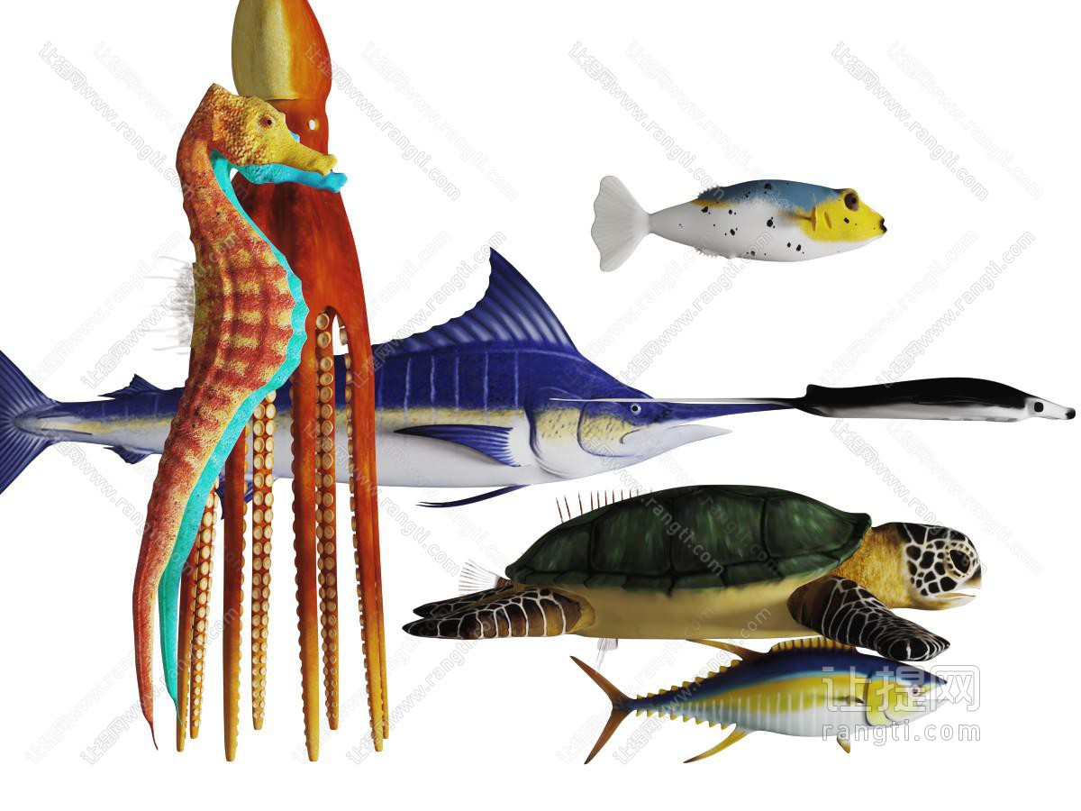 海洋生物章鱼海马海龟水生动物