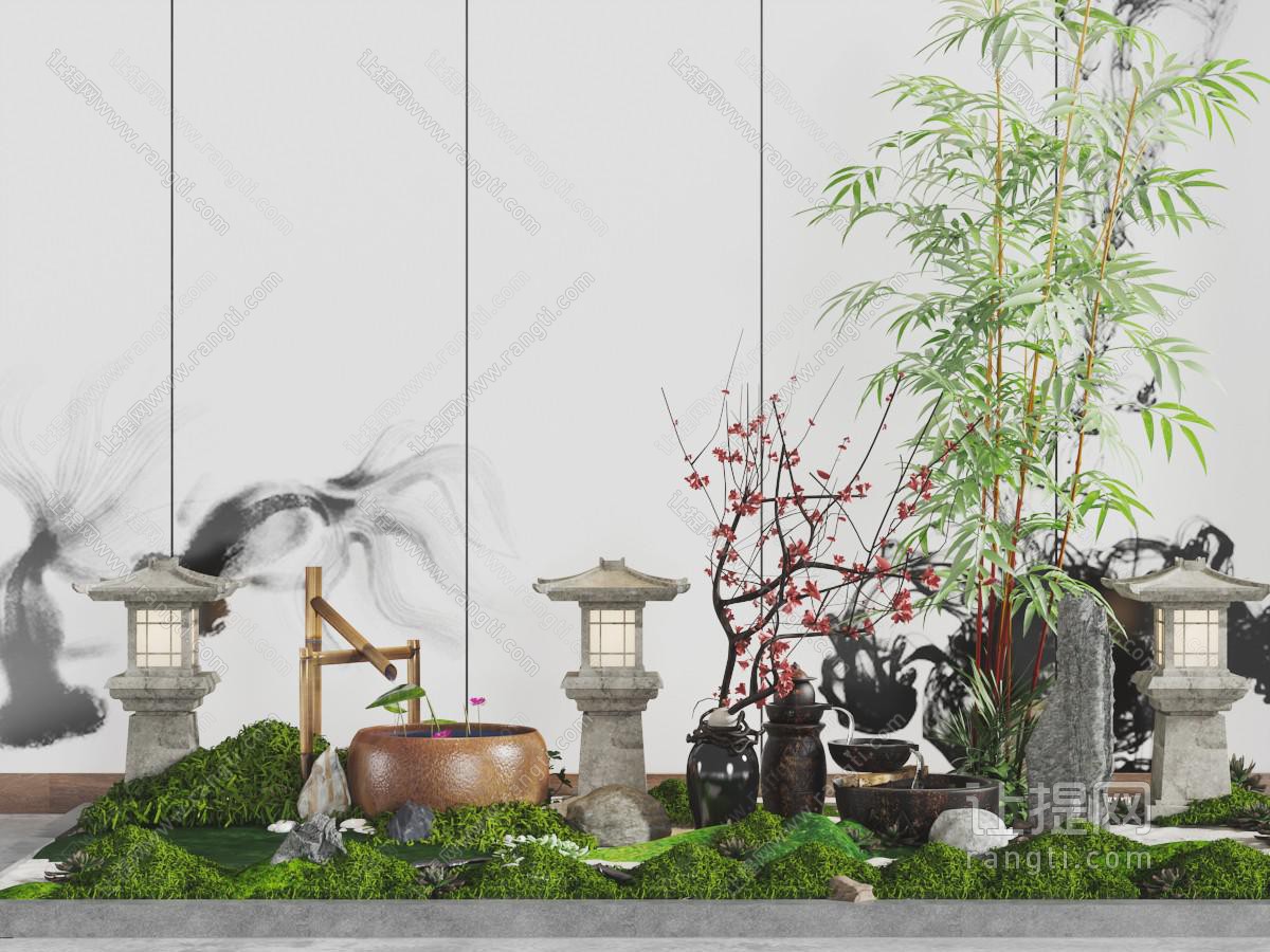 中式花坛竹子草坪灯园艺小品