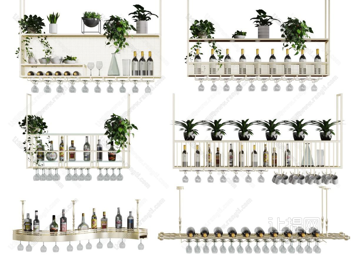 现代轻奢吊架酒瓶酒杯
