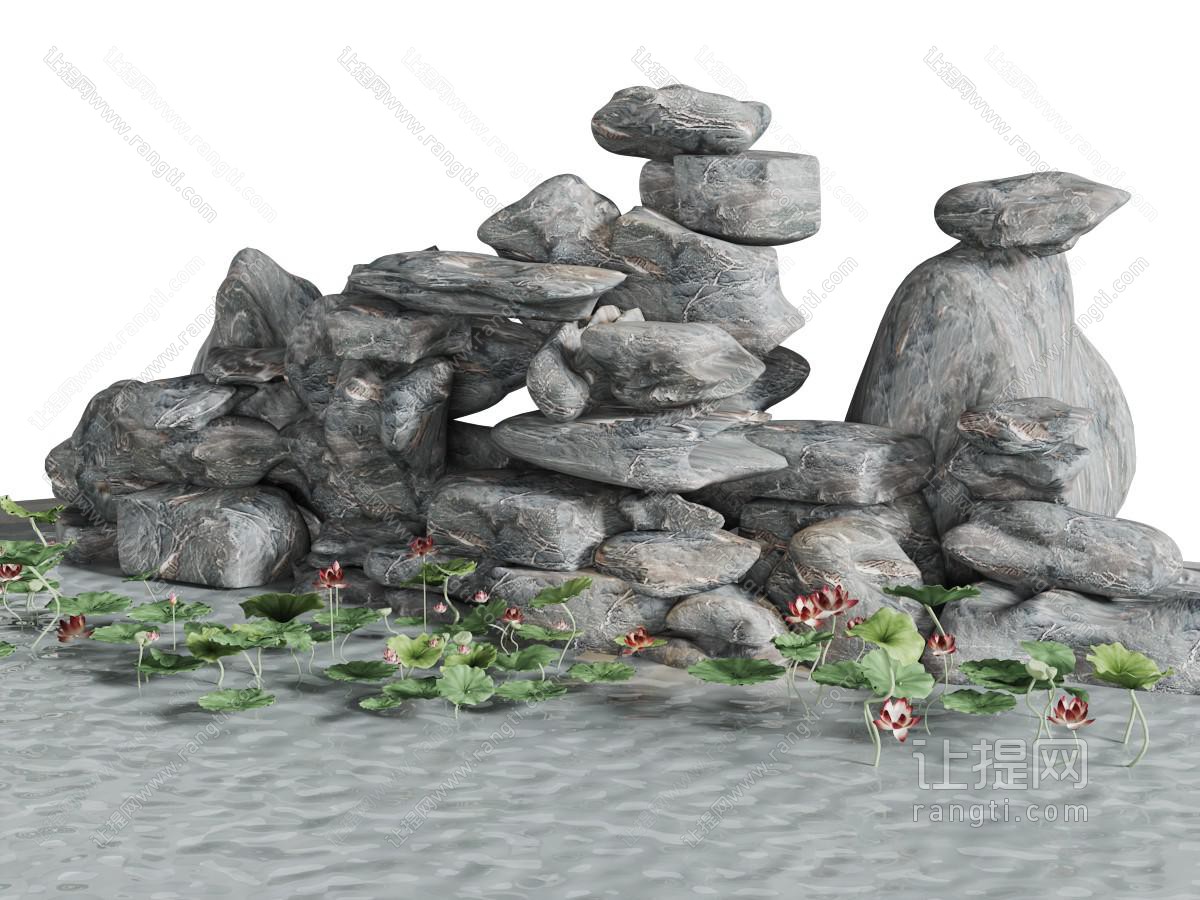 中式假山石头景观园艺小品