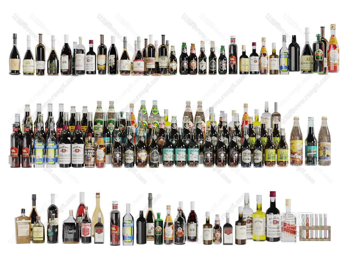 玻璃瓶装的酒瓶酒杯