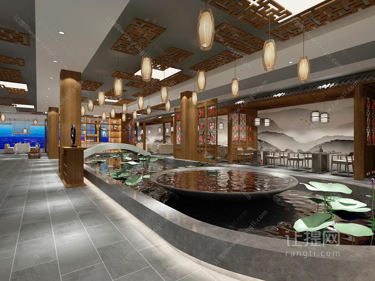 中式饭店餐馆大堂
