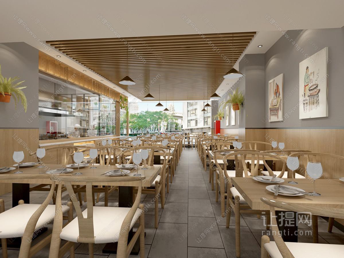 新中式饭店餐馆就餐区