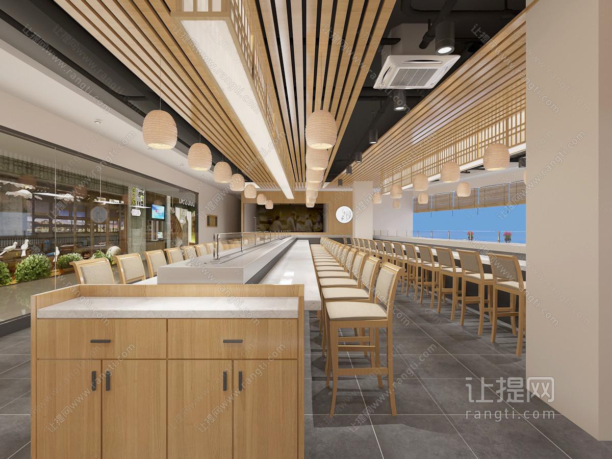 新中式饭店餐馆就餐区