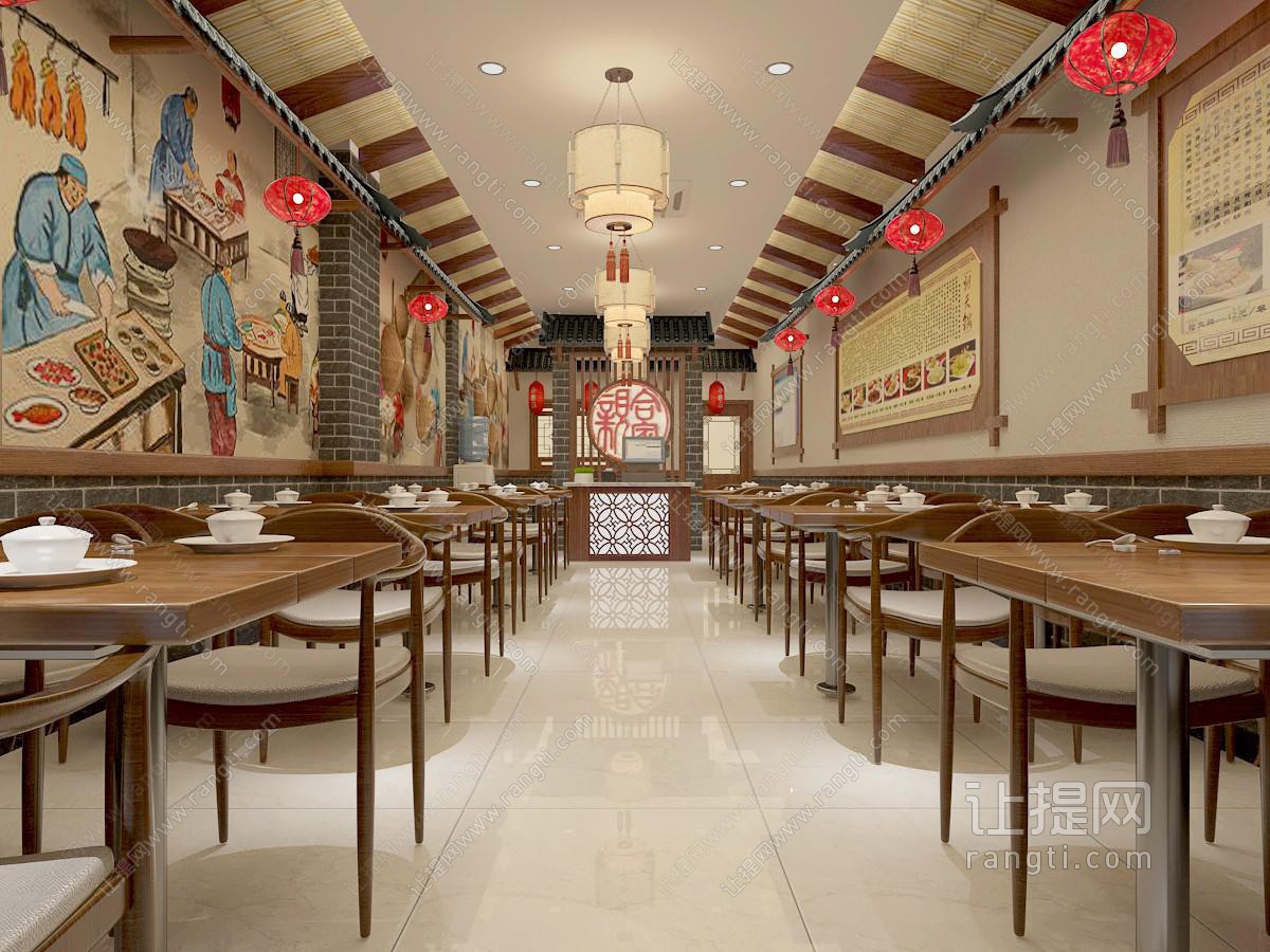 新中式饭店餐馆就餐区