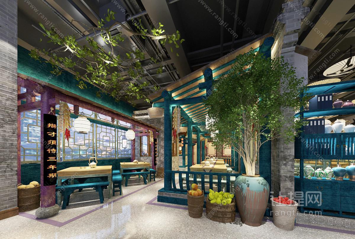 中式古典饭店餐馆就餐区