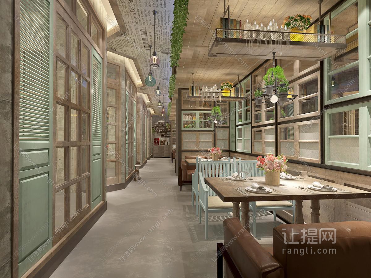 美式做旧饭店餐馆就餐区