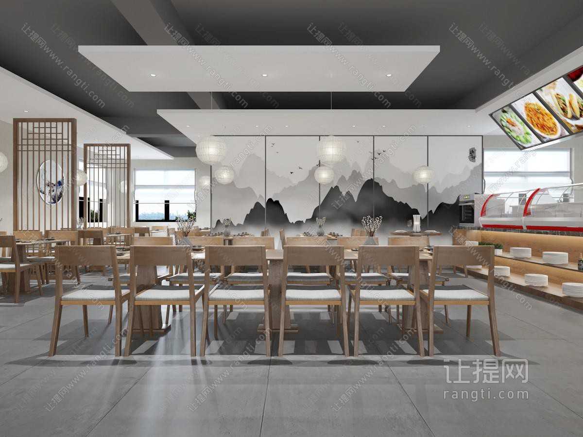 新中式饭店餐馆就餐区