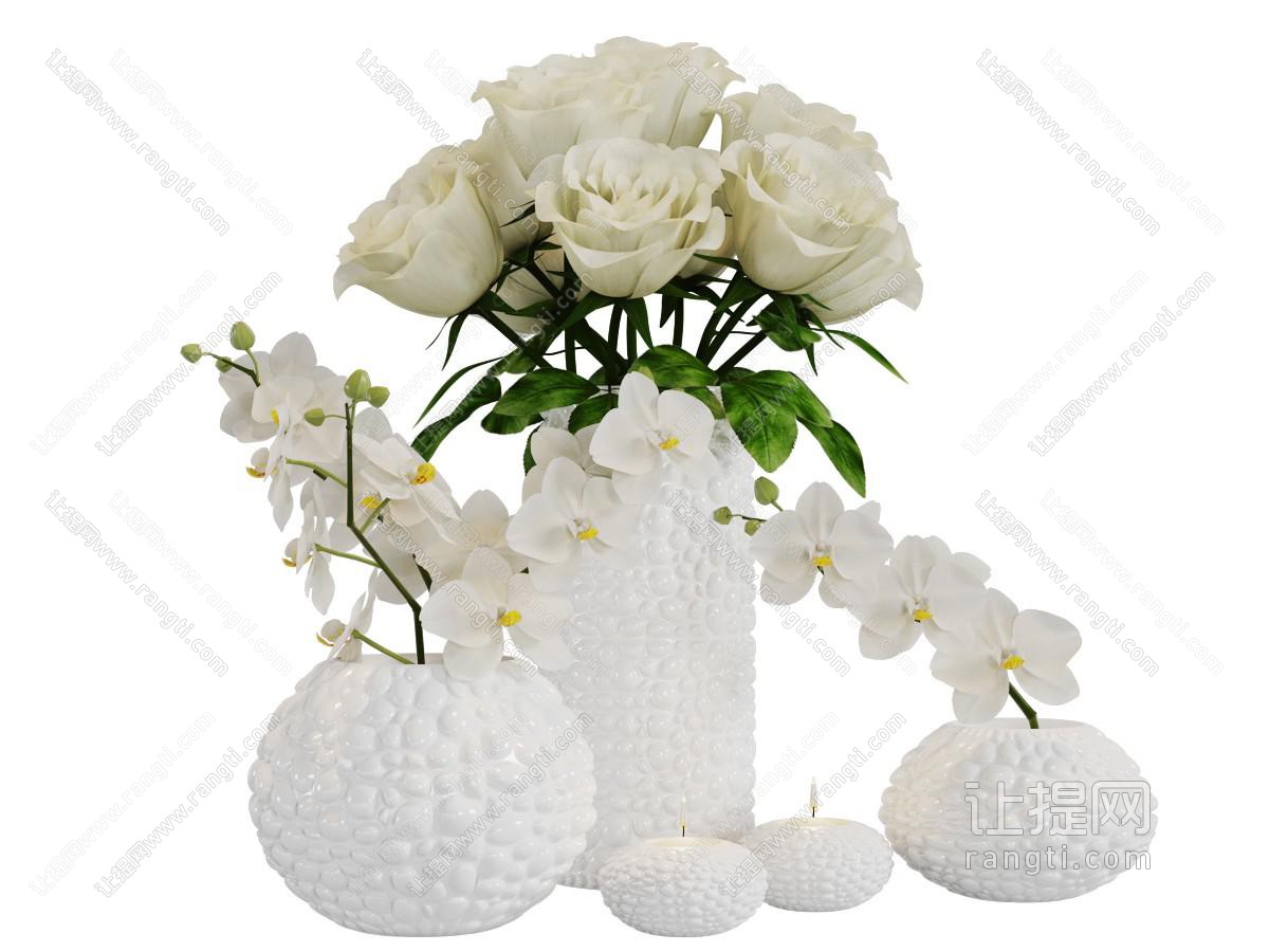 白色陶瓷花瓶花卉