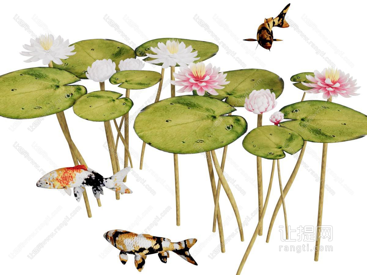中式荷叶锦鲤景观园艺小品