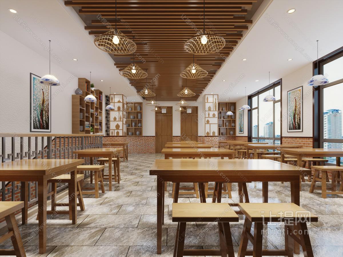 新中式饭店餐馆就餐区