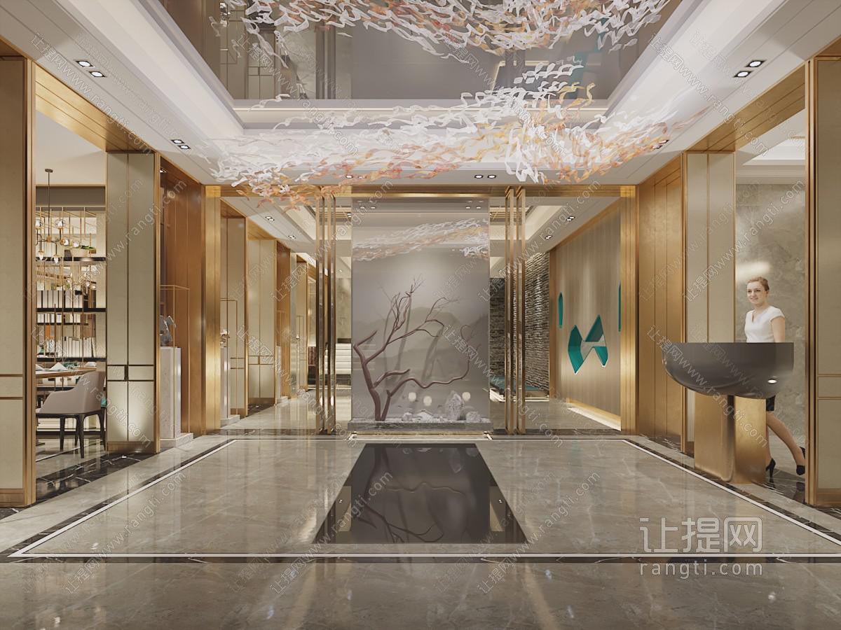 新中式大堂前台接待区