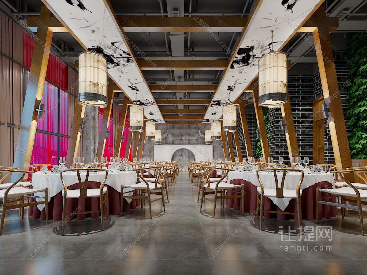 新中式酒店大堂就餐区