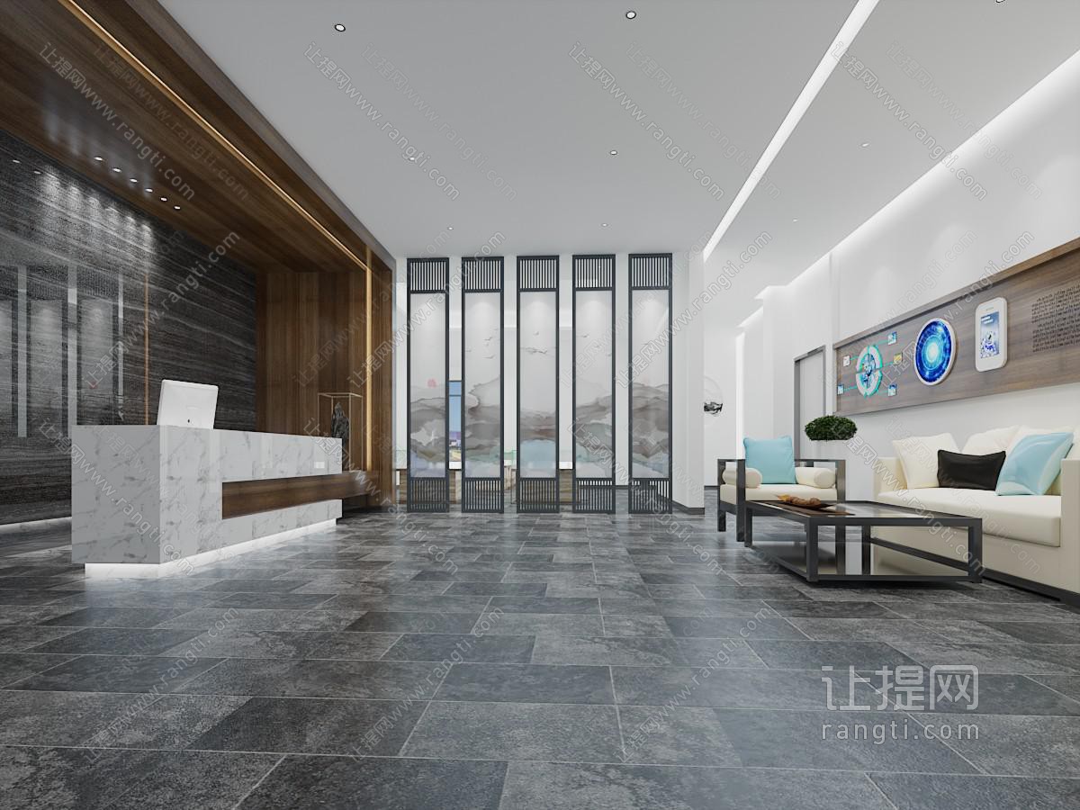 新中式大堂前台接待区