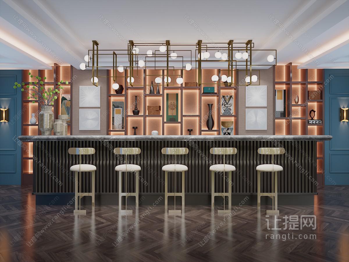 现代轻奢大堂前台接待台