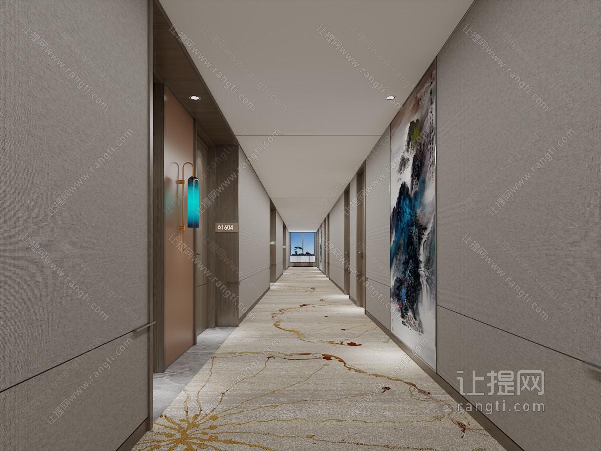 新中式酒店客房走廊过道