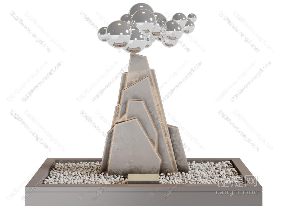 新中式山脉云朵景观园艺小品