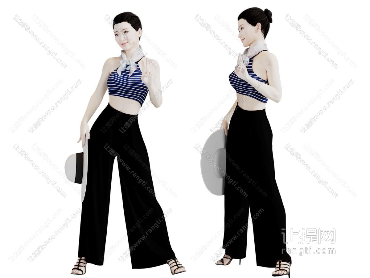 身穿阔腿裤的女人人物