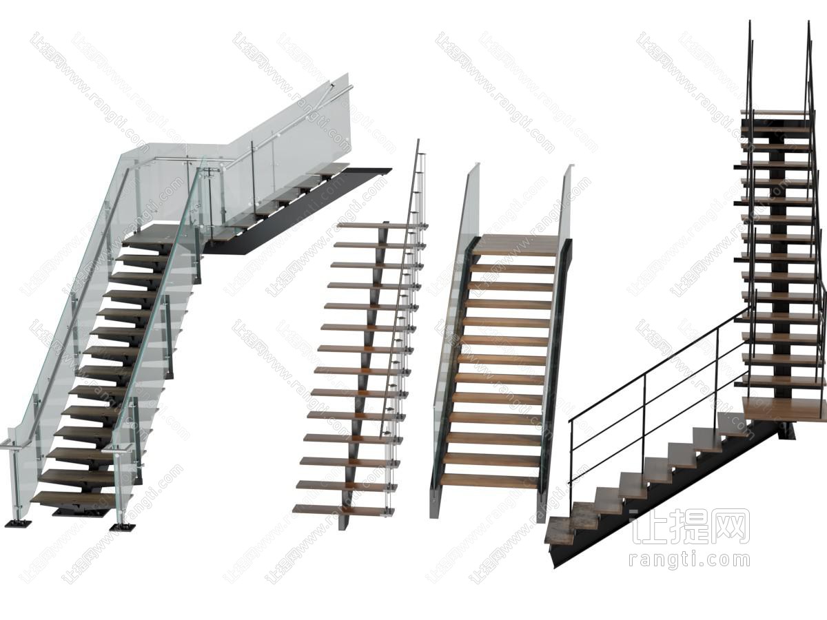 现代镂空实木脚踏楼梯